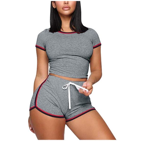 women's tracksuits elastic band tracksuit womens casual short sleeve sports shorts for women solid color slim sets survetement femme, Gray
women's tracksuits elastic band tracksuit womens casual short sleeve sports shorts for women solid color slim sets survetement femme, Gray
