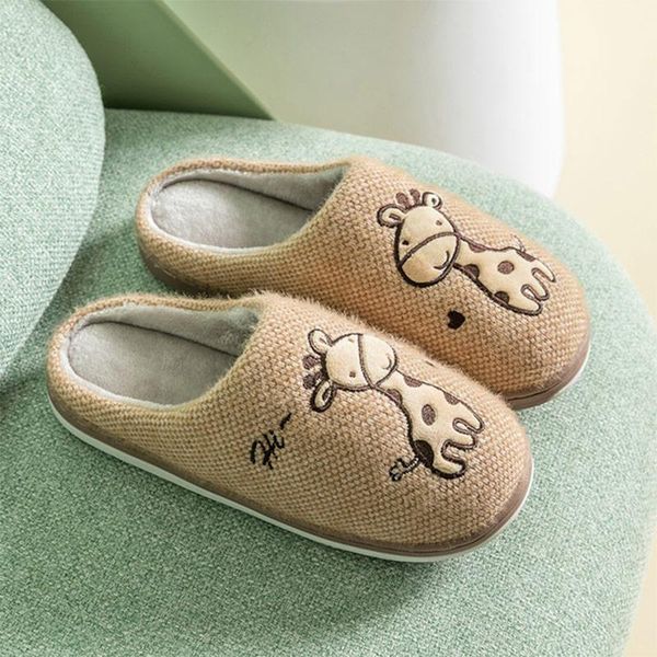 women slippers winter flock fawn prints ladies shoes cute animal warm women's short plush soft flats female 2021, Black
women slippers winter flock fawn prints ladies shoes cute animal warm women's short plush soft flats female 2021, Black