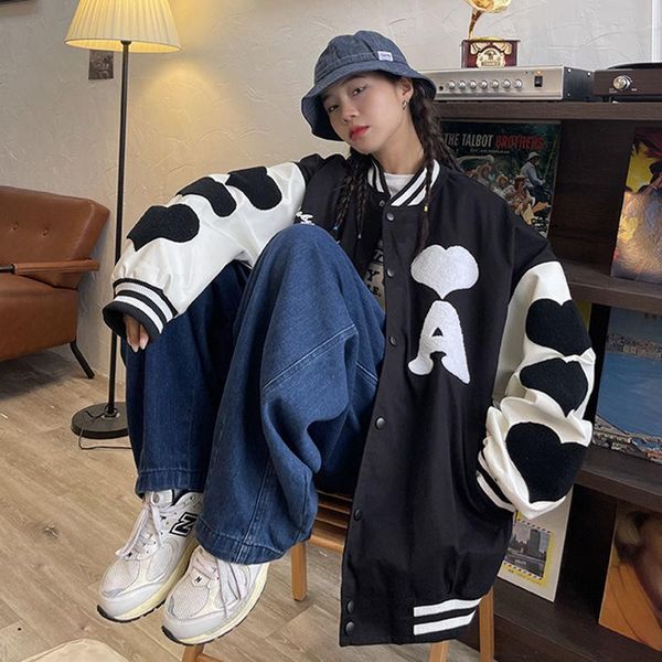 women's jackets biggorange 2021 autumn korean style loose tide brand high street casual jacket love baseball uniform oversized female, Black;brown
women's jackets biggorange 2021 autumn korean style loose tide brand high street casual jacket love baseball uniform oversized female, Black;brown