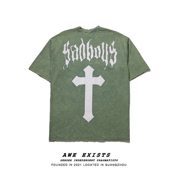 awe the presence of american wash make old cross print loose sleeve t-shirt men's high street fashion brand sh, White;black
awe the presence of american wash make old cross print loose sleeve t-shirt men's high street fashion brand sh, White;black