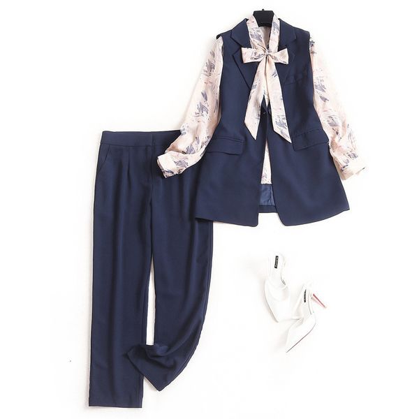 women's two piece pants spring summer long sleeve round neck floral chiffon ribbon tie bow blouse + blue vest 3 s set om2713716 smzg, White
women's two piece pants spring summer long sleeve round neck floral chiffon ribbon tie bow blouse + blue vest 3 s set om2713716 smzg, White
