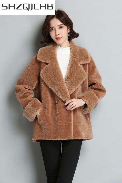 women's fur & faux shzq autumn winter clothes women sheep shearing coats female short double breasted coat spring natural wool jackets, Black
women's fur & faux shzq autumn winter clothes women sheep shearing coats female short double breasted coat spring natural wool jackets, Black