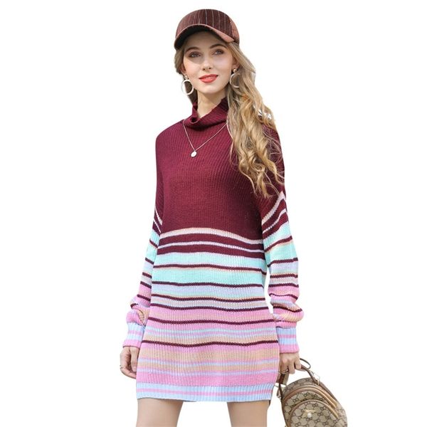 women knitted long pullovers sweaters loose autumn winter half turtleneck striped sweater casual sleeve female outwear coat 210422, White;black
women knitted long pullovers sweaters loose autumn winter half turtleneck striped sweater casual sleeve female outwear coat 210422, White;black
