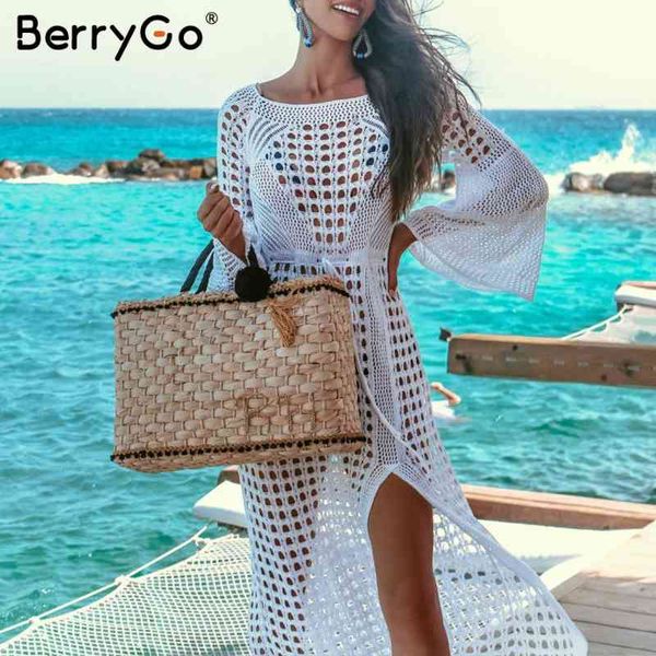 berrygo beach dress summer long sleeve knitted split sundress hollow out fashion elegant holiday party white vestidos 210513, Black;gray
berrygo beach dress summer long sleeve knitted split sundress hollow out fashion elegant holiday party white vestidos 210513, Black;gray