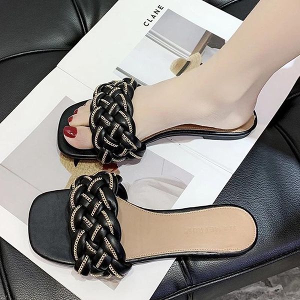 slippers women braided open-toe set foot vacation chain weave beach temperament flat sandals casual flip flops woman shoes, Black
slippers women braided open-toe set foot vacation chain weave beach temperament flat sandals casual flip flops woman shoes, Black