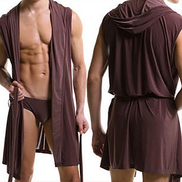men summer dress bath robe pajamas sleepwear hombre sleeveless hooded casual kimono bathrobe nightgown robe solid color clo, Black;brown
men summer dress bath robe pajamas sleepwear hombre sleeveless hooded casual kimono bathrobe nightgown robe solid color clo, Black;brown