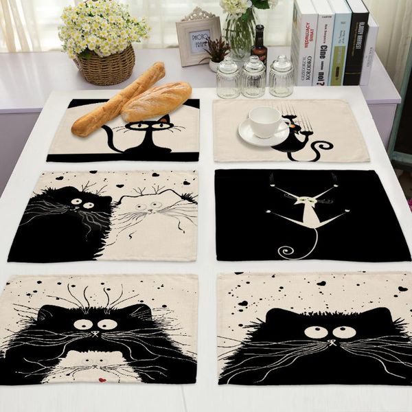 mats & pads placemat for dining table heat-insulation tableware pad mat black cat linen placemats bowl decoration
mats & pads placemat for dining table heat-insulation tableware pad mat black cat linen placemats bowl decoration