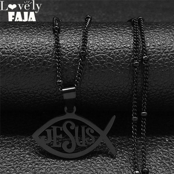 stainless steel black color necklaces for women cross fish jesus charm jewelry chaine acier inoxydable nxs03 pendant, Silver 
stainless steel black color necklaces for women cross fish jesus charm jewelry chaine acier inoxydable nxs03 pendant, Silver