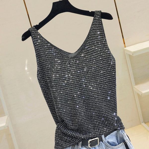 women's tanks & camis 2021 summer fashion camisole t shirts women heavy-duty ironing and drilling knitting, White
women's tanks & camis 2021 summer fashion camisole t shirts women heavy-duty ironing and drilling knitting, White