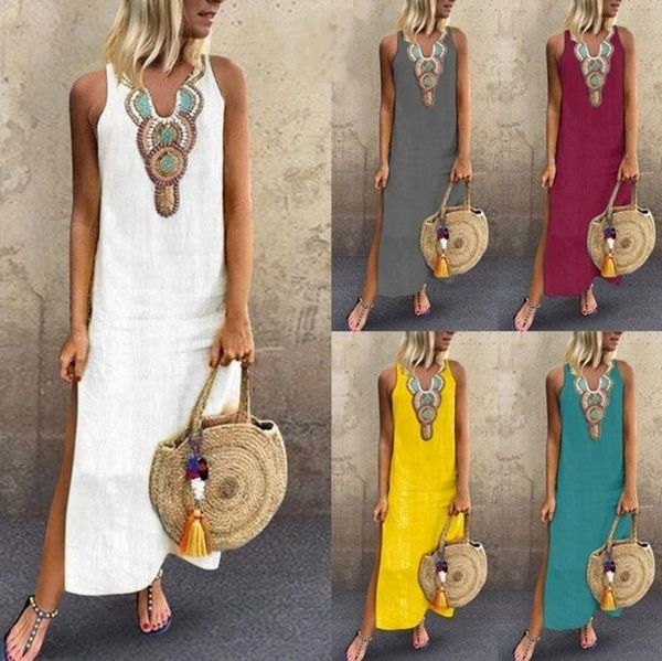 women summer sleeveless dress vestido robe kaftan femme vintage v neck floral printed casual party sundress plus size s-2xl dresses, Black;gray 
women summer sleeveless dress vestido robe kaftan femme vintage v neck floral printed casual party sundress plus size s-2xl dresses, Black;gray
