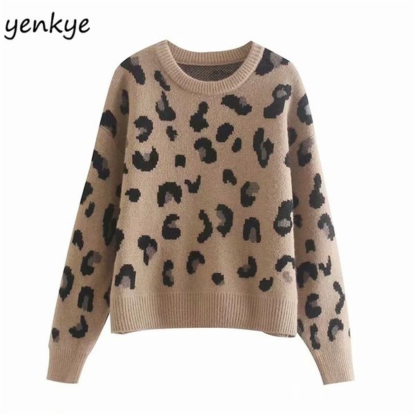 fall women vintage leopard sweater long sleeve round neck casual pullover plus size pull femme autumn 210514, White;black
fall women vintage leopard sweater long sleeve round neck casual pullover plus size pull femme autumn 210514, White;black
