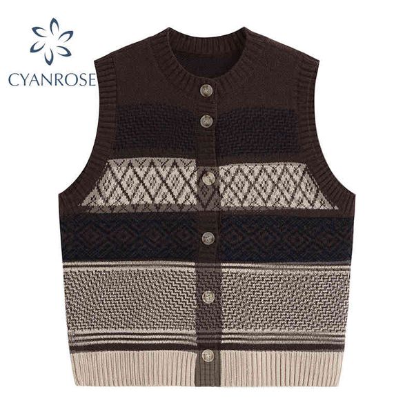 vintage single breasted waistcoat and sleeveless sweater vest cardigan elegant female fashion striped o neck knitted 210417, White
vintage single breasted waistcoat and sleeveless sweater vest cardigan elegant female fashion striped o neck knitted 210417, White