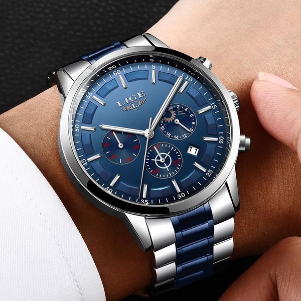 wristwatches 2021 lige fashion mens watches wateprproof clock silver steel big dial sport chronograph relogio masculino, Slivery;brown
wristwatches 2021 lige fashion mens watches wateprproof clock silver steel big dial sport chronograph relogio masculino, Slivery;brown