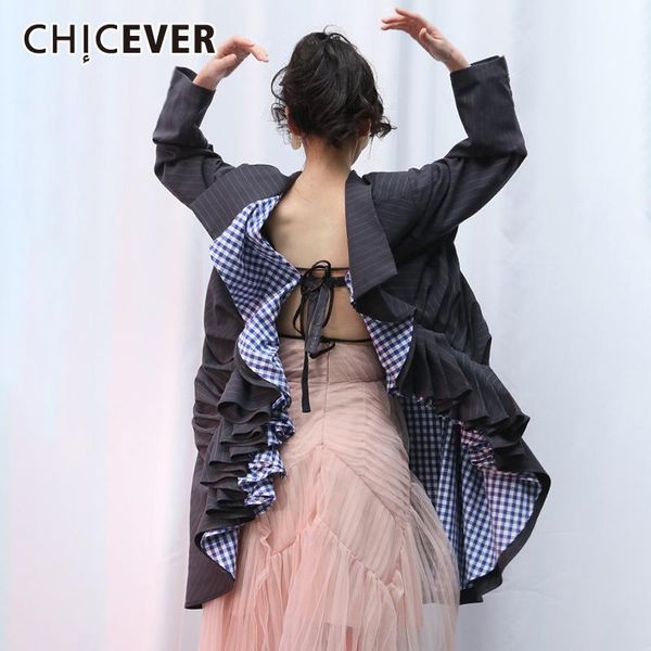 women's suits & blazers chicever korean patchwork asymmetrical blazer notched collar long sleeve lace up hit color female 2021 clothes, White;black
women's suits & blazers chicever korean patchwork asymmetrical blazer notched collar long sleeve lace up hit color female 2021 clothes, White;black