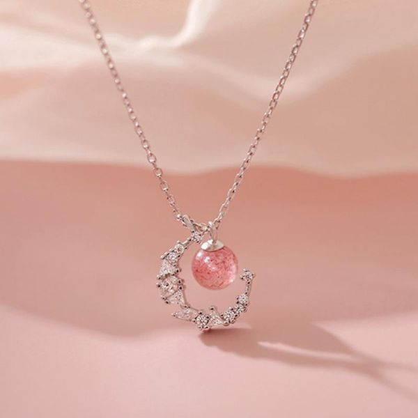 pendant necklaces flash diamond moon strawberry crystal necklace simple geometric student clavicle chain accessories, Silver
pendant necklaces flash diamond moon strawberry crystal necklace simple geometric student clavicle chain accessories, Silver