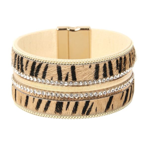 bracelet bohemian style brown horsehair leopard rhinestone bracelet, Black 
bracelet bohemian style brown horsehair leopard rhinestone bracelet, Black