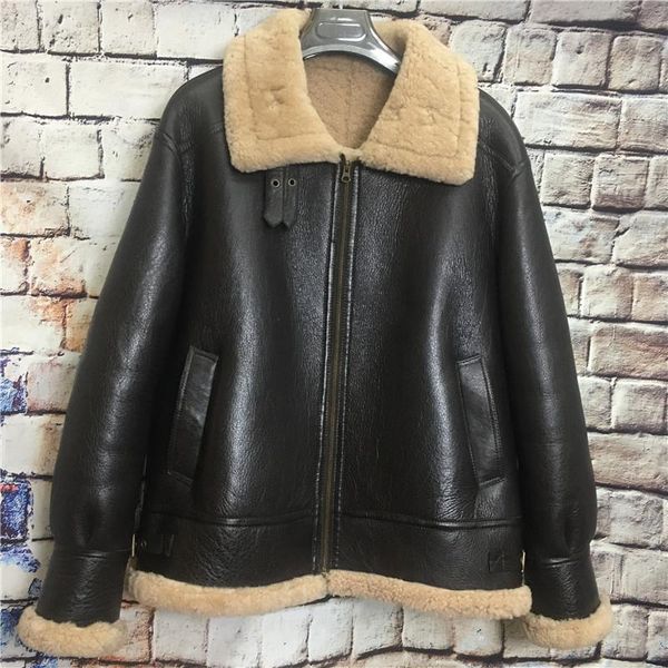 men's leather & faux winter mens b3 real fur motorcycle jacket men genuine flight suit sheepskin shearling coat 5xl, Black
men's leather & faux winter mens b3 real fur motorcycle jacket men genuine flight suit sheepskin shearling coat 5xl, Black