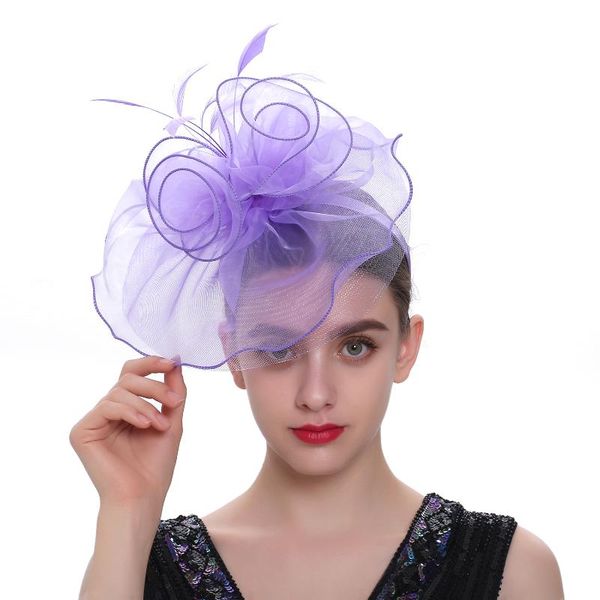 hair clips & barrettes 1pc women fascinators hat flower mesh feathers girls cocktail tea party headwewar headbands for designer, Golden;silver