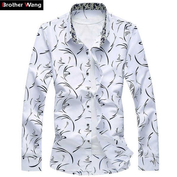 men's shirt large size business leisure print long sleeve slim male brand casual 5xl 6xl 7xl 210721, White;black
men's shirt large size business leisure print long sleeve slim male brand casual 5xl 6xl 7xl 210721, White;black