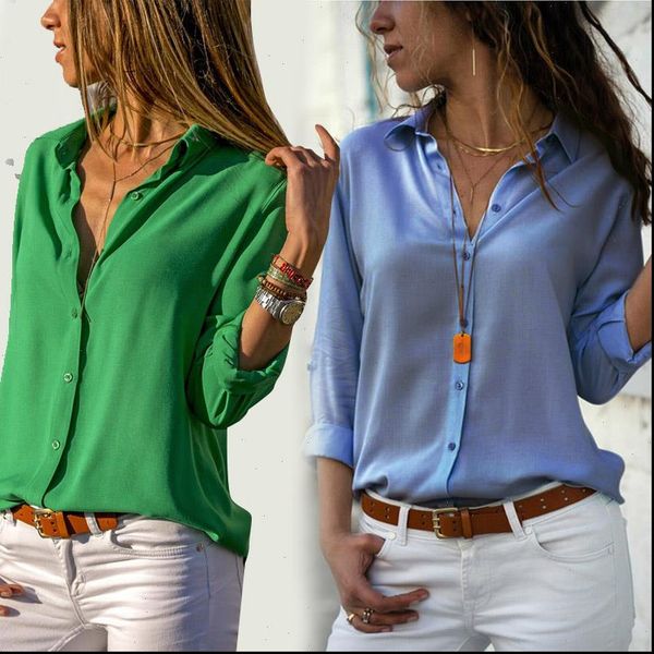 womens shirts clothes ladies long sleeve deep v collar chiffon shirt and casual women button office plus size, White
womens shirts clothes ladies long sleeve deep v collar chiffon shirt and casual women button office plus size, White