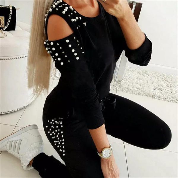tracksuit cold shouder womens pants high waist bandage fashion 2pcs set lounge wear casual suit sets autumn, White
tracksuit cold shouder womens pants high waist bandage fashion 2pcs set lounge wear casual suit sets autumn, White
