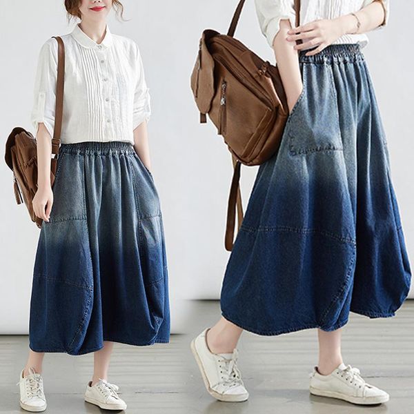 skirts gradient stitching washed denim skirt fashionable plus size spring summer women's elastic waist crotch lantern s390, Black
skirts gradient stitching washed denim skirt fashionable plus size spring summer women's elastic waist crotch lantern s390, Black