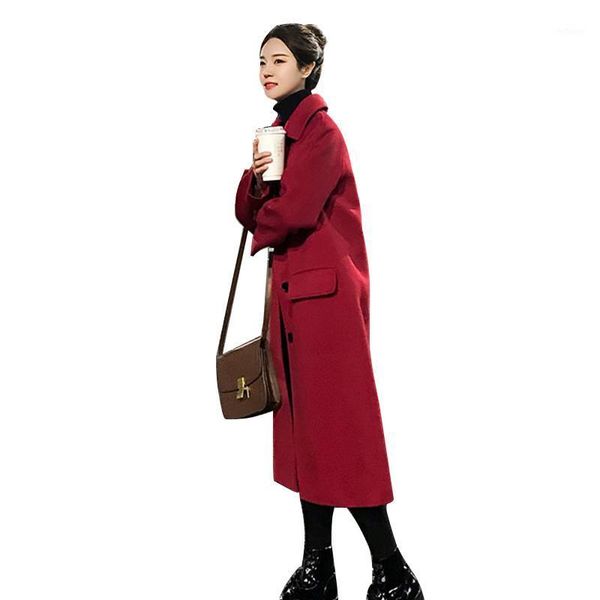 women's wool & blends 2021 winter coat women classic single-breasted womens korean long woolen coats abrigo mujer, Black
women's wool & blends 2021 winter coat women classic single-breasted womens korean long woolen coats abrigo mujer, Black