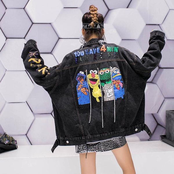 women's jackets denim jacket coat autumn spring jean women female embroidery letter cartoon girl stylish outerwear black blue y265, Black;brown
women's jackets denim jacket coat autumn spring jean women female embroidery letter cartoon girl stylish outerwear black blue y265, Black;brown