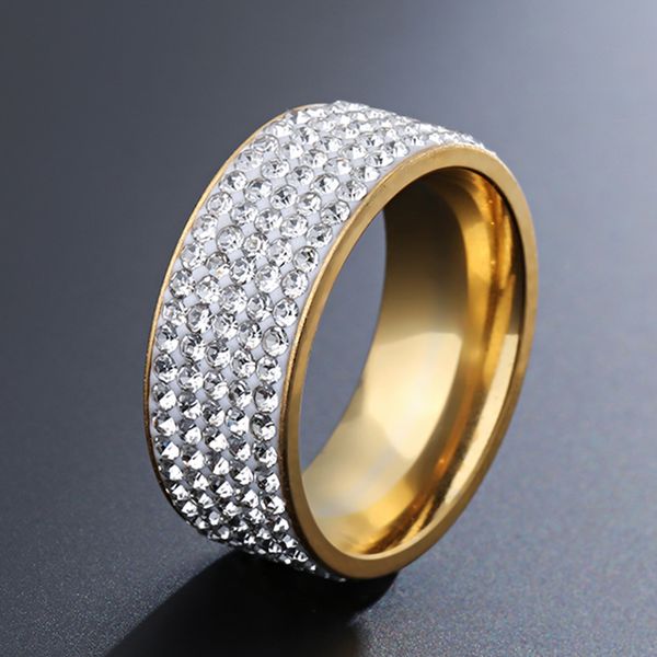 modyle luxury gold color 5 rows zircon stainless steel ring for women romantic engageme wedding party female jewelry, Silver
modyle luxury gold color 5 rows zircon stainless steel ring for women romantic engageme wedding party female jewelry, Silver