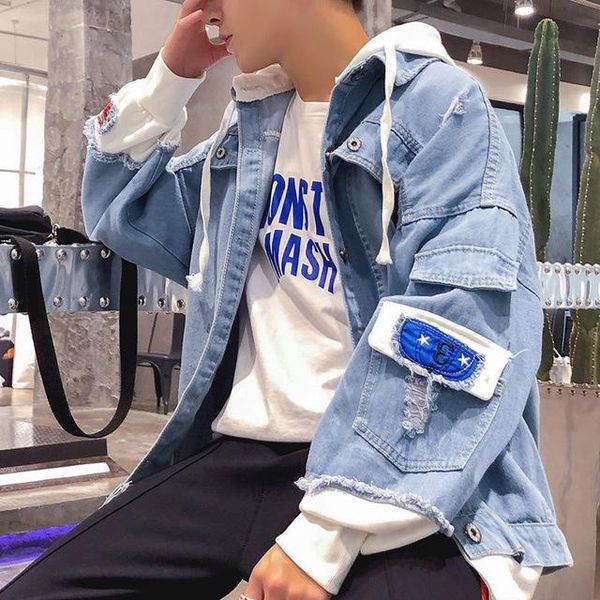 men's jackets blue denim jacket men clothing spring autumn hooded male coats fashion casual veste homme promotional garment, Black;brown
men's jackets blue denim jacket men clothing spring autumn hooded male coats fashion casual veste homme promotional garment, Black;brown
