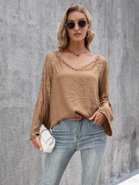 women's blouses & shirts v neck long sleeve blouse women 2021 summer elegant clothing lace patchwork casual mujer loose fashion plus s, White
women's blouses & shirts v neck long sleeve blouse women 2021 summer elegant clothing lace patchwork casual mujer loose fashion plus s, White