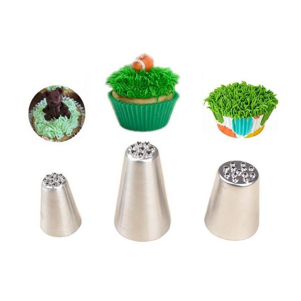 

baking & pastry tools piping 3pcs grass sugarcraft decor cream icing nozzles kitchen gadgets stainless steel cake decorating tip