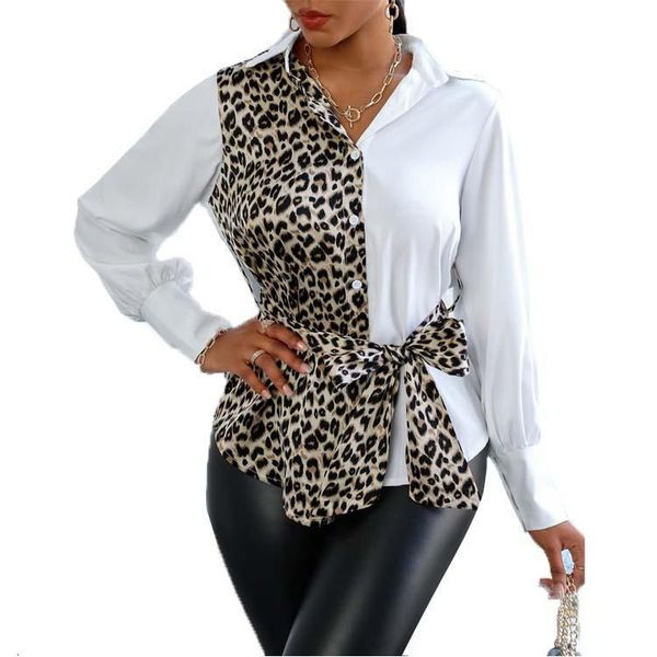 women's blouses & shirts women shirt color block leopard pattern splicing printing bow waisted long-sleeve lapel neck blouse female clo, White
women's blouses & shirts women shirt color block leopard pattern splicing printing bow waisted long-sleeve lapel neck blouse female clo, White