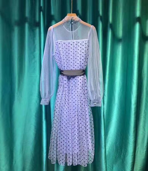 dress mesh spring summer style women polka dot prints ribbon belts patchwork long sleeve apricot blue dress, Black;gray
dress mesh spring summer style women polka dot prints ribbon belts patchwork long sleeve apricot blue dress, Black;gray