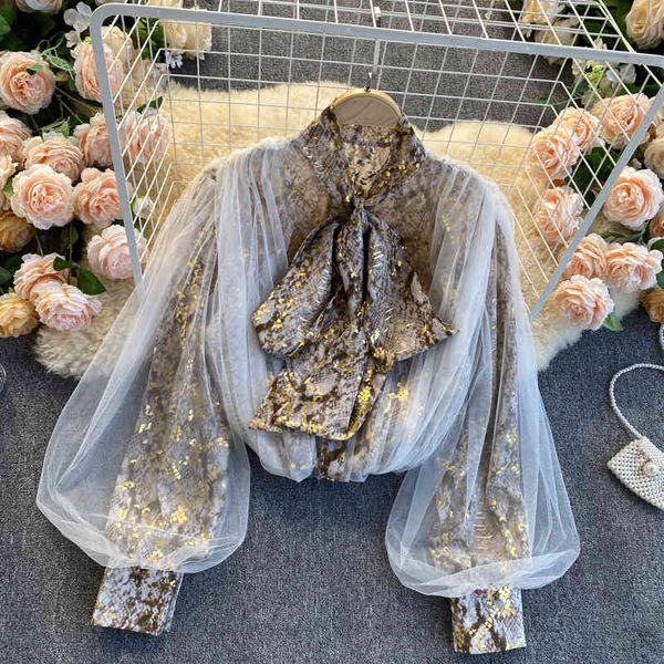 blouses women design mesh blouse korean fashion bow collar lantern sleeve autumn casual loose chic streetwear blouses, White
blouses women design mesh blouse korean fashion bow collar lantern sleeve autumn casual loose chic streetwear blouses, White