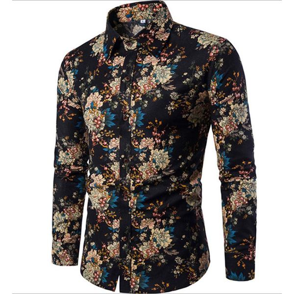 men's casual shirts -5xl spring shirt floral printing long sleeve men clothes printed vintage linen male k121810, White;black
men's casual shirts -5xl spring shirt floral printing long sleeve men clothes printed vintage linen male k121810, White;black