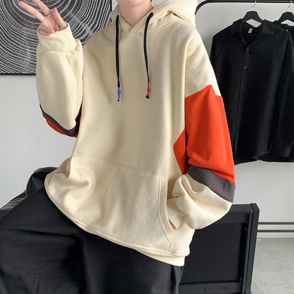 men's hoodies & sweatshirts stitching contrast casual trend oversize sports loose outer wear d clothing long sleeve pullover, Black
men's hoodies & sweatshirts stitching contrast casual trend oversize sports loose outer wear d clothing long sleeve pullover, Black