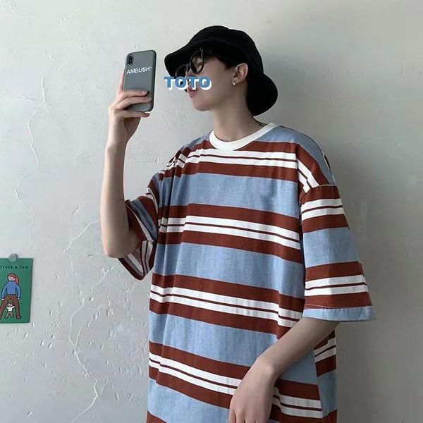 men's t-shirts oversized summer striped style loose t-shirt harajuku fashion simple 2021 clothes male teen streetwear, White;black
men's t-shirts oversized summer striped style loose t-shirt harajuku fashion simple 2021 clothes male teen streetwear, White;black