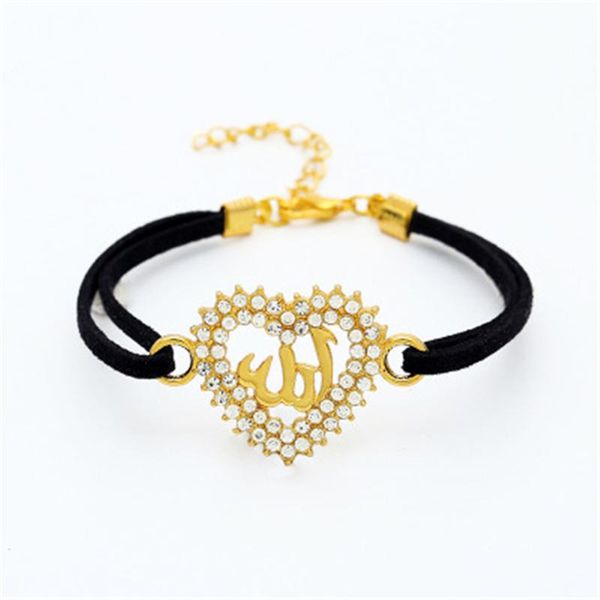 charm bracelets trendy hip hop style black rope bracelet arab muslim islam crystal heart for man woman religious jewelry, Golden;silver
charm bracelets trendy hip hop style black rope bracelet arab muslim islam crystal heart for man woman religious jewelry, Golden;silver
