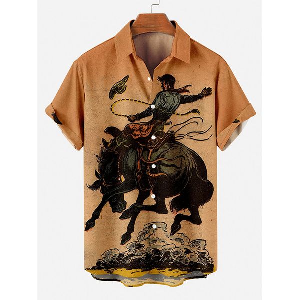 horseman print hawaiian men's short sleeve shirt party beach daily casual top, White;black
horseman print hawaiian men's short sleeve shirt party beach daily casual top, White;black