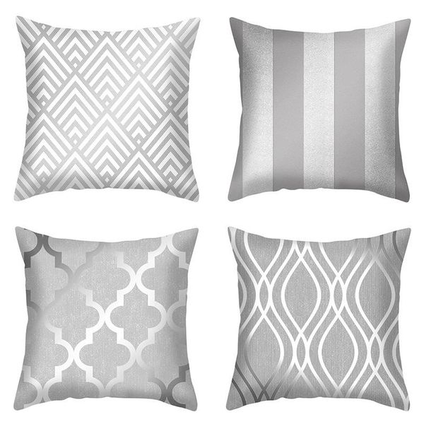 cushion/decorative pillow geometric pillowcase grey and white polyester throw case
cushion/decorative pillow geometric pillowcase grey and white polyester throw case