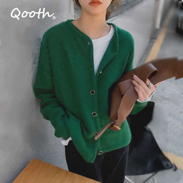qooth single breasted long sleeve cardigan autumn winter green all match loose sweater o-neck straight fashion qt681 210609, White
qooth single breasted long sleeve cardigan autumn winter green all match loose sweater o-neck straight fashion qt681 210609, White
