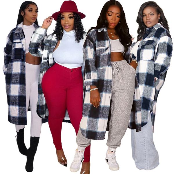 women woolen plaid printed jackets fashion trend long sleeve turndown collar outerwears designer female winter long shirts jacket coats, Black;brown
women woolen plaid printed jackets fashion trend long sleeve turndown collar outerwears designer female winter long shirts jacket coats, Black;brown