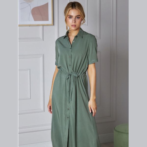 women casual solid color long dress elastic sashes waist front buttons fashion women dress office lady elegant summer sundress 210412, Black;gray
women casual solid color long dress elastic sashes waist front buttons fashion women dress office lady elegant summer sundress 210412, Black;gray