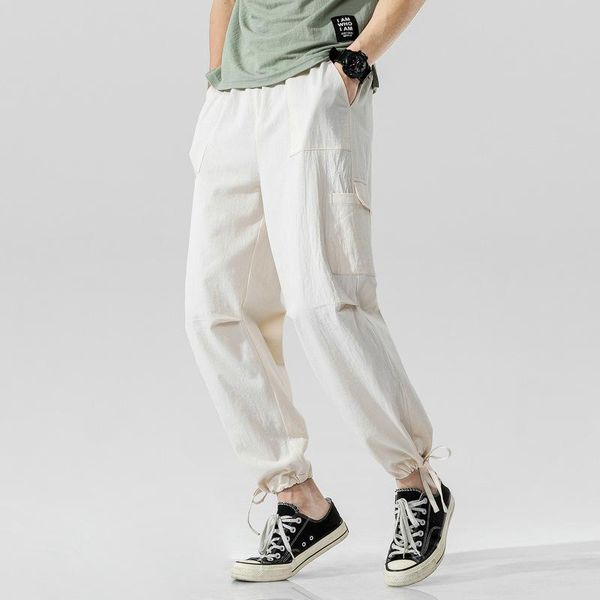 mens cotton linen casual pants elastic waist pocket folds loose straight tie feet sweatpants trousers heren kleding men's, Black
mens cotton linen casual pants elastic waist pocket folds loose straight tie feet sweatpants trousers heren kleding men's, Black