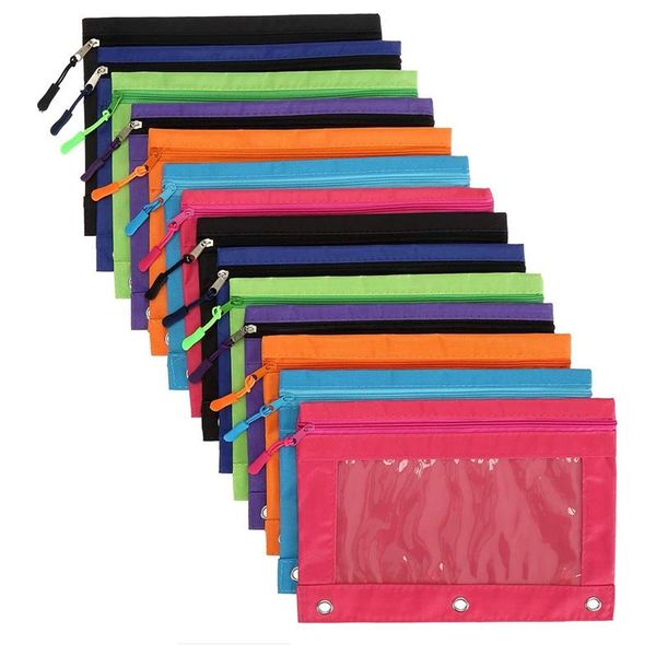 pencil bags binder pouch with zipper pulls, case rivet enforced 3 ring for school, office, 14 pack 7 colors
pencil bags binder pouch with zipper pulls, case rivet enforced 3 ring for school, office, 14 pack 7 colors