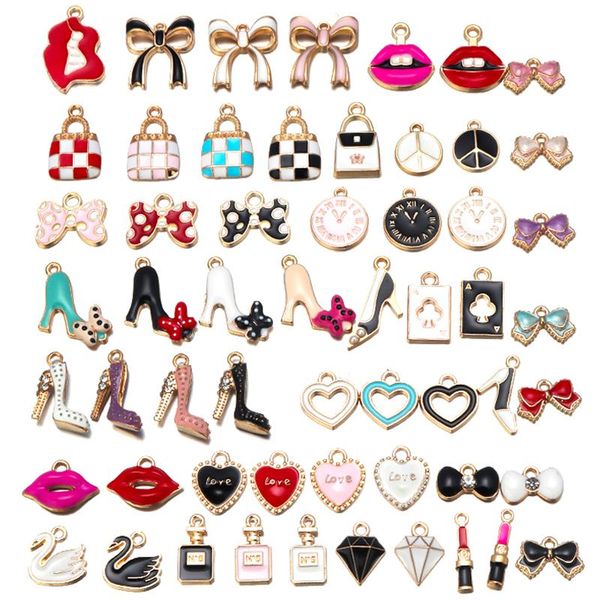 charms 10-55pcs enamel perfume lipstick lips bag heart luxury goods charm ornaments pendant necklaces keychains earrings jewelry making, Bronze;silver
charms 10-55pcs enamel perfume lipstick lips bag heart luxury goods charm ornaments pendant necklaces keychains earrings jewelry making, Bronze;silver
