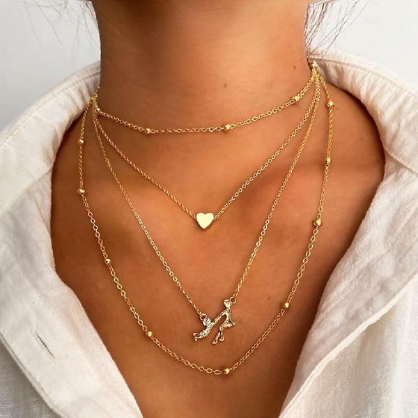 pendant necklaces famshin boho multi layer necklace for women mother gold color chains heart choker jewelry mothers day gift, Silver
pendant necklaces famshin boho multi layer necklace for women mother gold color chains heart choker jewelry mothers day gift, Silver