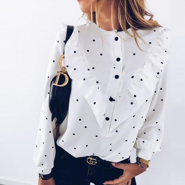 fashion autumn and casual womens blouses ruffles dot o neck long sleeve blouse, White
fashion autumn and casual womens blouses ruffles dot o neck long sleeve blouse, White