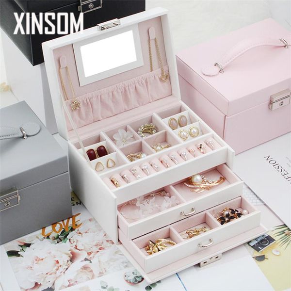 jewelry pouches, bags xinsom casket organizer storage box women drawer type three layers high capacity packaging display with lock, Pink;blue
jewelry pouches, bags xinsom casket organizer storage box women drawer type three layers high capacity packaging display with lock, Pink;blue